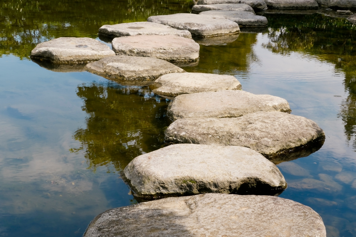 Stepping stones over a river